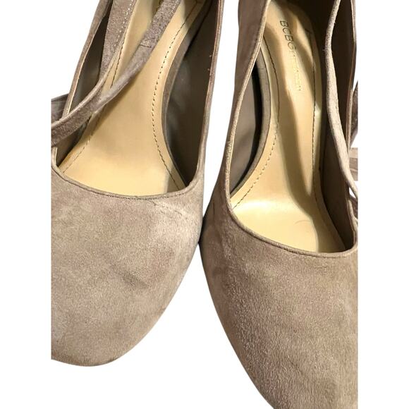 BCBGeneration Beige Taupe Suede Ellah Pumps Tie Wrap High Heels Stilettos Size 8 - Picture 3 of 16